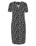 Crepe Floral V-Neck Shift Dress