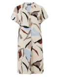 Satin Crepe Printed V-Neck Shift Dress