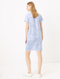 Satin Crepe Printed V-Neck Shift Dress