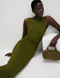 Jersey Round Neck Twist Front Dress