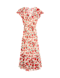 Chiffon Floral V-Neck Angel Sleeve Midaxi Tea Dress
