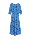 Floral Round Neck Midaxi Tea Dress