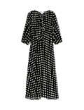 Printed Tie Front Midaxi Shirred Dress