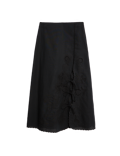 Linen Embroidered Tie Detail Skirt