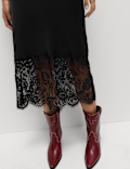 Satin Lace V-Neck Midaxi Slip Dress