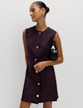 Button Detail Mini Shift Dress