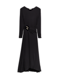 Slash Neck Ring Front Midi Waisted Dress