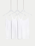 3pk Cotton Rich Lace Trim Vests