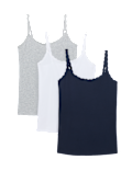 3pk Cotton Rich Lace Trim Vests