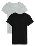 2pk Thermal Short Sleeve Pointelle Tops