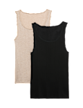 2 Pack Thermal Pointelle Built Up Shoulder Vest