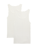 2 Pack Thermal Pointelle Built Up Shoulder Vest
