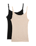 2 Pack Thermal Pointelle Strappy Vests
