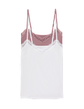 2 Pack Modal Rich Flexifit&trade; Lace Trim Vests