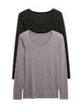 2pk Heatgen™ Light Sparkle Long Sleeve Tops
