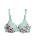 Printed Lace Trim Wired Full Cup Bra