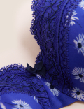 Printed Lace Trim Wired Full Cup Bra