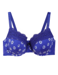 Printed Lace Trim Wired Full Cup Bra