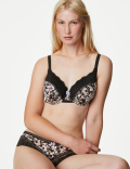 Printed Lace Trim Wired Full Cup Bra