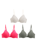 3pk Cotton Wired Plunge T-Shirt Bras A-E