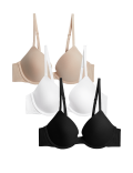 3pk Wired Plunge T-Shirt Bras A-E