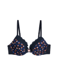 Printed Lace Trim Wired Plunge Bra A-E