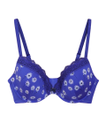 Printed Lace Trim Wired Plunge Bra A-E