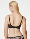 Printed Lace Trim Wired Plunge Bra A-E