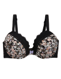 Printed Lace Trim Wired Plunge Bra A-E