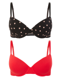 2pk Cotton Underwired Balcony Bras A-E