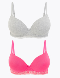2pk Cotton Underwired T-Shirt Bras A-E