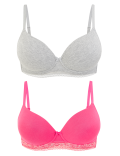 2pk Cotton Underwired T-Shirt Bras A-E