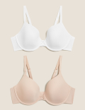2pk Underwired Plunge T-Shirt Bras AA-D
