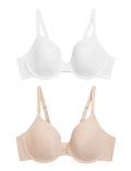 2pk Underwired Plunge T-Shirt Bras AA-D