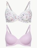 2 Pack Cotton Rich Full Cup Bras A-E