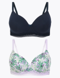 2pk Cotton Wired T-Shirt Bras A-E