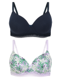 2pk Cotton Wired T-Shirt Bras A-E