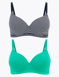 2pk Striped Padded T-Shirt Bras A-E