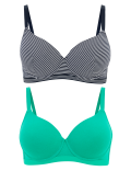 2pk Striped Padded T-Shirt Bras A-E