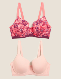 2pk Cotton Underwired Full Cup Bras A-E