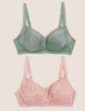 2pk Lace & Mesh Nursing Bras B-H