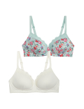 2pk Non Wired T-Shirt Post Surgery Bras (A-E)
