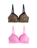 2pk Non Wired T-Shirt Post Surgery Bras (A-E)