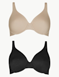 2 Pack Non-Padded Underwired Full Cup Bras A-DD