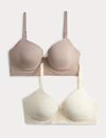 2 Pack Seamfree Wired Demi Cup Bras A-E