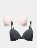 2 Pack Wired Demi Cup Bras (A-E)