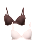 2 Pack Wired Demi Cup Bras (A-E)
