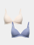 2 Pack Rib Non Wired Plunge Bras (A-E)