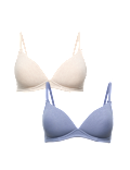 2 Pack Rib Non Wired Plunge Bras (A-E)