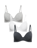3 Pack Cotton Rich Wired Full Cup Bras A-E